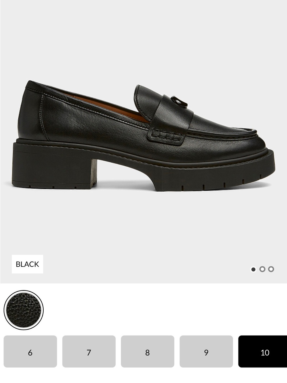 Coach ‘Leah notched sole’ Leather Chunky Heel Loafer